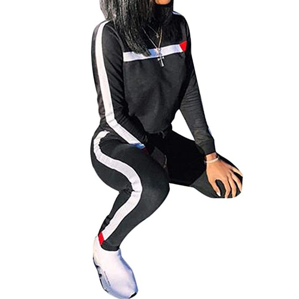 Sfit Женский комплект с круглым вырезом, толстовки с длинным рукавом+ длинные штаны, 2 предмета, спортивная одежда, Femme, спортивный костюм для бега, повседневный костюм, одежда для спортзала, спортивный костюм