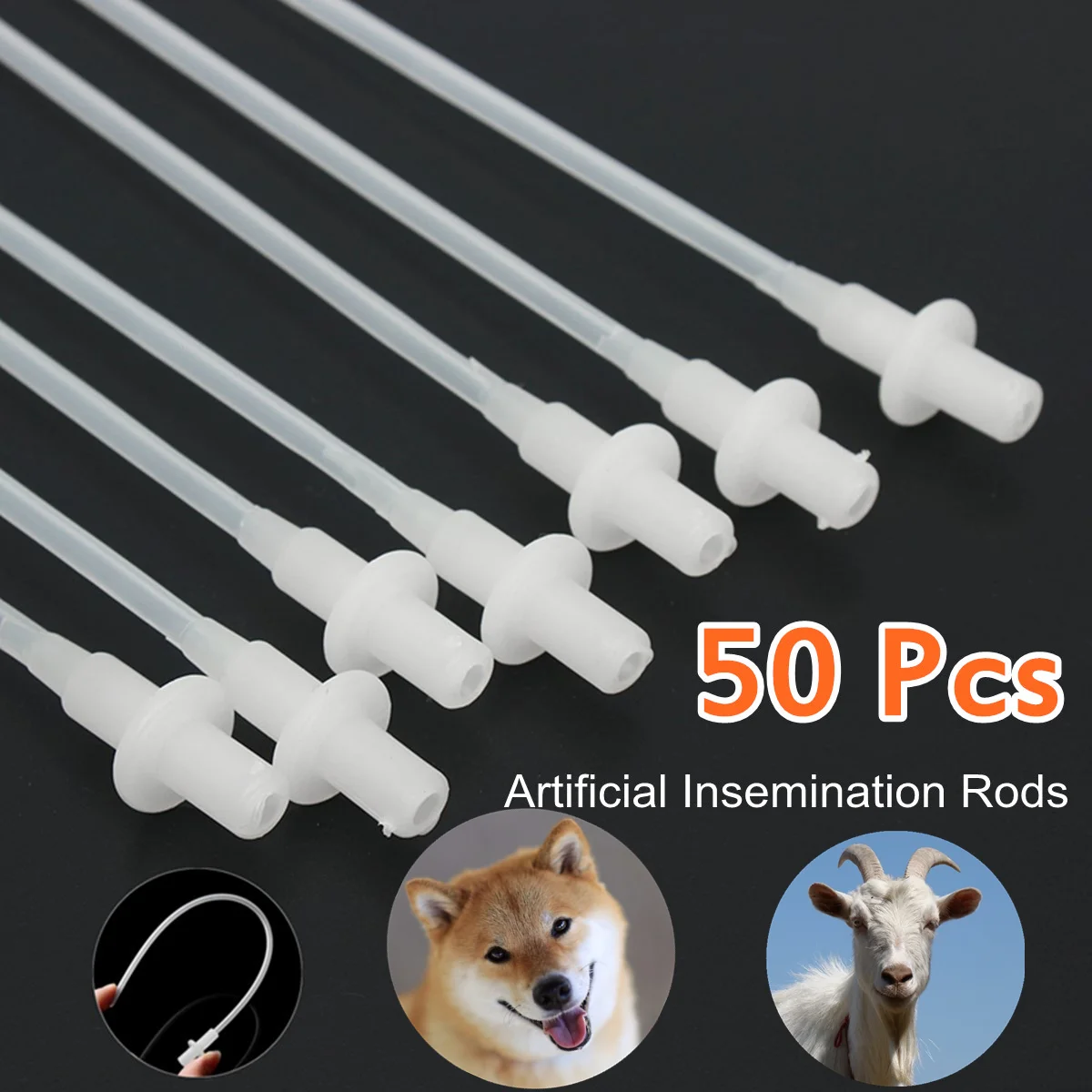 

50pcs/Set Disposable Artificial Insemination Rods Pets Dog Sheep Goat Breeding Catheter Tubes