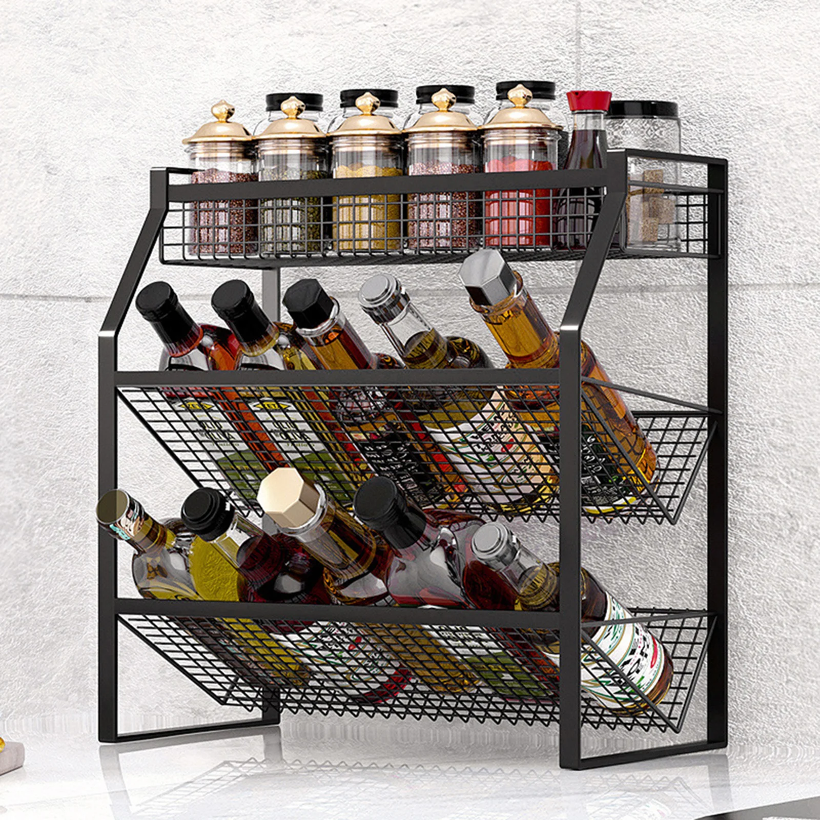 

Spice Rack 3 Tier Spice Rack Bathroom Countertop Storage Shelves Bathroom Shelf Holder Hanging Kitchen Countertop Storage Shelf