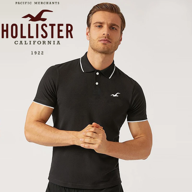 Polo Hollister de marca Original para hombre, camisetas de manga de verano, moda, camiseta de algodón 100%, 1H3|Polo| - AliExpress