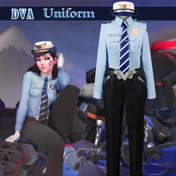 

Women Cosplay Police Officer Costume Game DVA Hangna Song Police Uniform Full Set with Cap D.va Costume Adult Party Cos