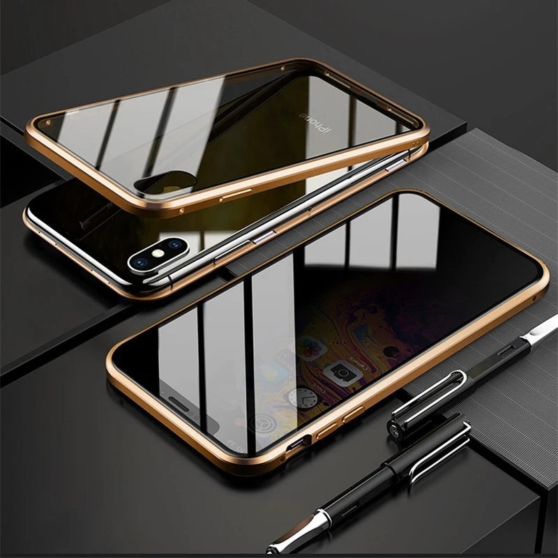 Чехол-книжка из закаленного стекла для iPhone 6, 7, 8 Plus, X, XR, XS Max, iPhone6, iPhone8, iPhone 8 Plus - Цвет: Gold Double Glass