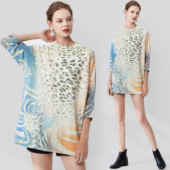 

Original New Design Beautiful Colourful Leopard Print High Fashion Style Rabbit Wool Sweater Female Winter Warm Knit Sweaters