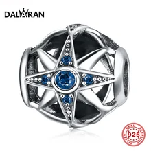 DALARAN, 925 пробы, серебряный, очаровательный, синий, полый, звезда, серия бусин для изготовления ювелирных изделий, подходит под Женский браслет, ожерелье, сделай сам