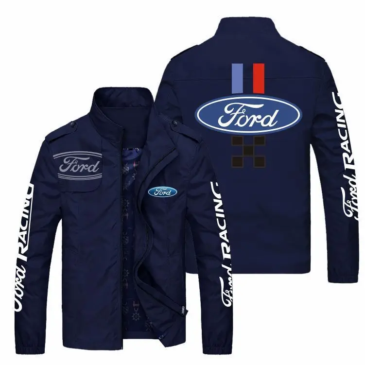 New 2021 Spring Autumn Ford Racing Logo Men Stand Collar Casual