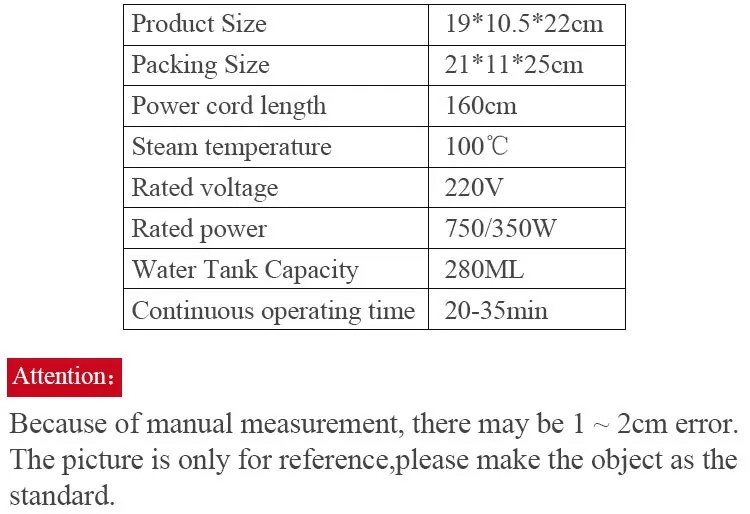 New Portable Garment Steamer 280ml Large Capacity Cloth Steam Iron Multifuntional Handheld Facial Steamer PP Plastic Humidifier