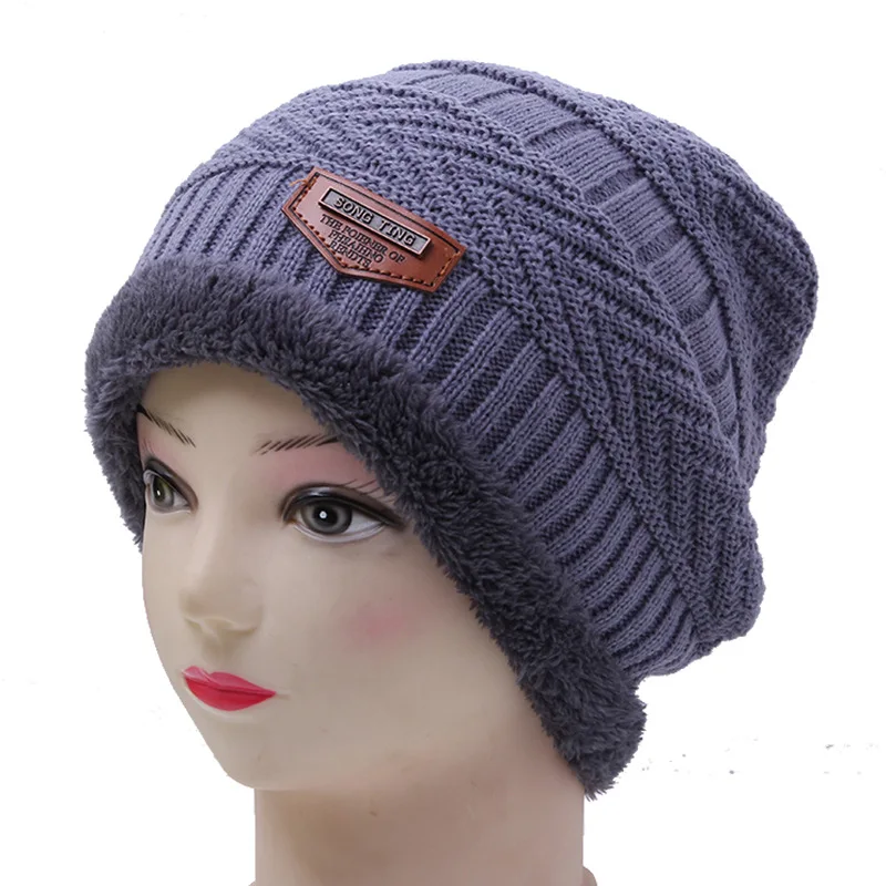 Gray Hat Женская зимняя шапка, вязанные Черные Лыжные шапки, Толстая теплая шапка, шапка, шапка Skullie, бини, Мягкая вязаная шапочка, хлопок, унисекс, новая мода - Цвет: Gray Hat