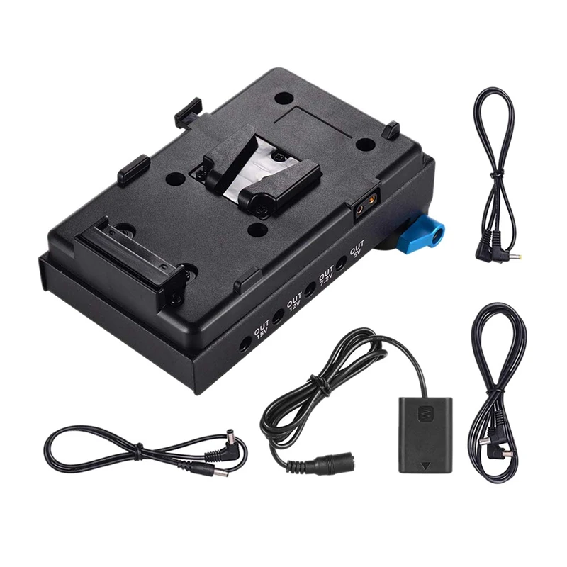 

New V Mount V-Lock Battery Plate Adapter with 15Mm Dual Hole Rod Clamp Np-Fw50 Dummy Battery Adapter for Bmcc Bmpcc Sony A7 A7S