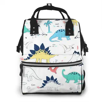 

Hand Drawing Cute Dinosaur Nappy Backpack Mummy Bag Large Capacity Mom Baby Multi-function Waterproof Outdoor Travel Diaper Bag