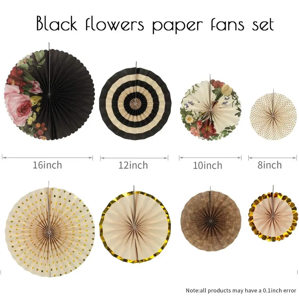 8pcs/set Chinese Printing Vintage Wheel Tissue Paper Hanging Fans Flower Craft For Birthday Party Wedding Baby Shower Decoration party decorations,party supplies