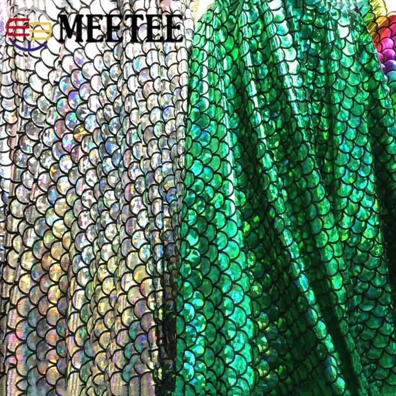 Meetee 50/100 см Ширина 150 с позолоченном тиснением в виде рыбьей чешуи ткань спандекс