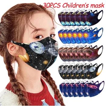 

30PCS Children Printed Outdoor Reusable Washable Outdoor Breathable Mouth Caps Windproof Face Shield mascarillas Respirator