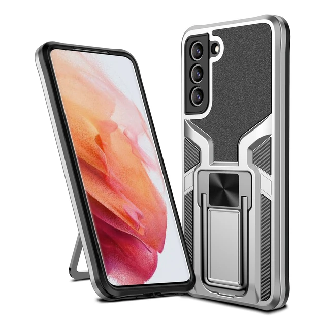 Ring Armor Case for Samsung S21 S20 FE Plus Ultra A32 A52 A72 Heavy Duty Protective Rugged Shock Magnetic Car With Stand Cover Silver