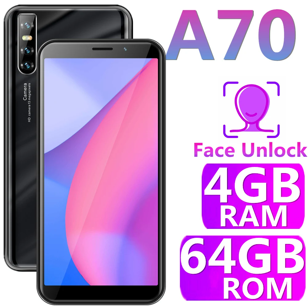 Original Mobile Phone A70 4GB RAM 64G ROM 13MP 6.0INCH Face Recognition Unlocked Smartphones Android OS Cellphones Original Mobile Phone A70 4GB RAM 64G ROM 13MP 6.0INCH Face Recognition Unlocked Smartphones Android OS Cellphones