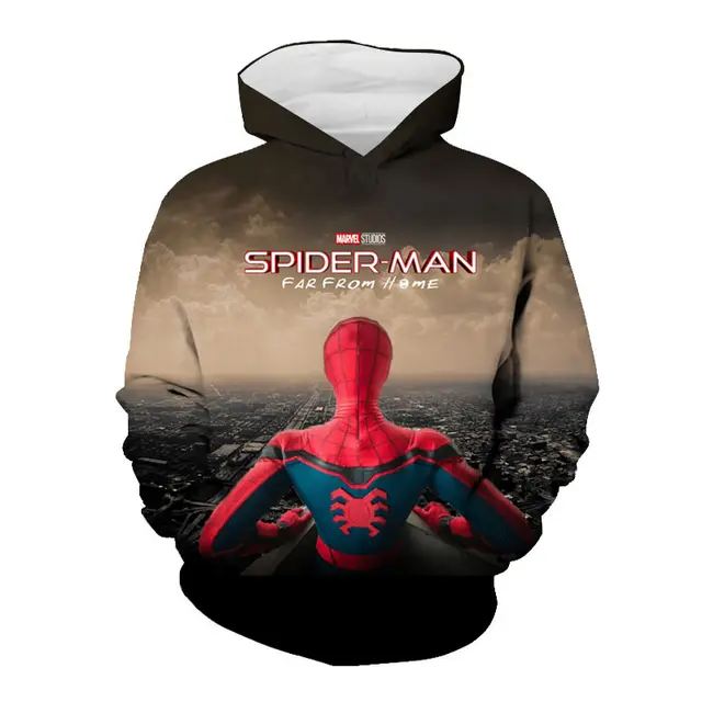 New Marvel Movies Spiderman Oversized Hoodies Kids Clothes Boys 3D Printed Casual Pullover Superhero Cartoon Black Sweatshirt Spiderman-50596
