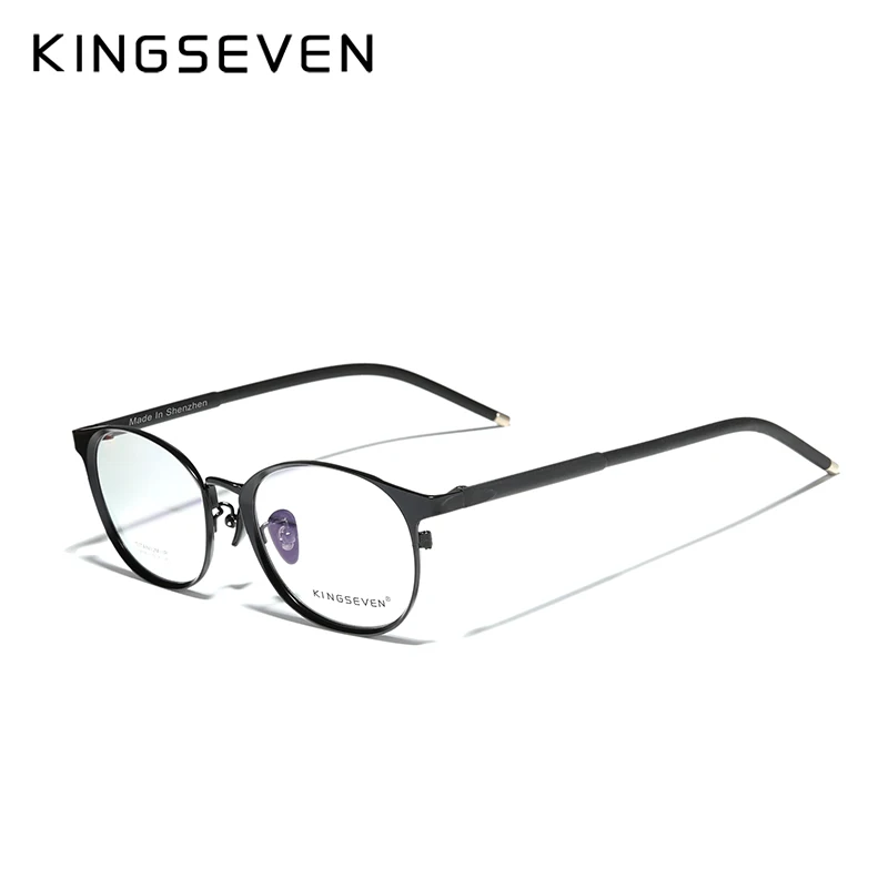 KINGSEVEN Original 2020 Pure Titanium Glasses Frame Men Brand Designer Prescription Eyeglasses Full Optical Frames Round | Аксессуары