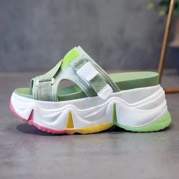 

Summer Women Chunky Platform Slippers British Style Designers Open Toe Sandals Casual Shoes Woman Ulzzang Fashion Beach Slides