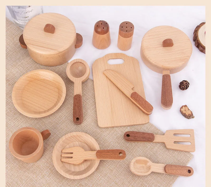 wooden tea time set