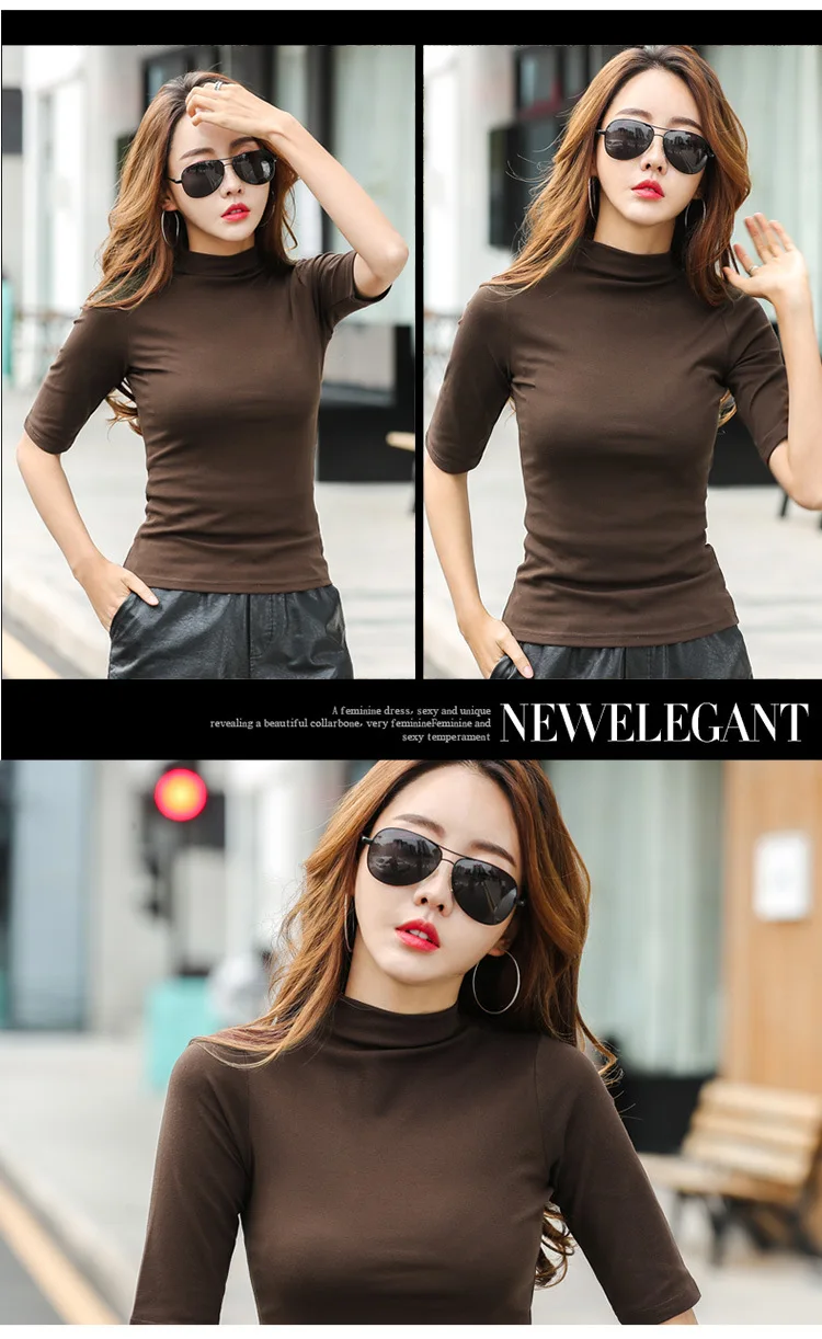 MRMT 2023 Marke Neue frauen T-sh Nahen Ärmeln Körper Abnehmen Frauen T-sh für Frau Semi-Hohen kragen Dünne Tops T280_voghion.com