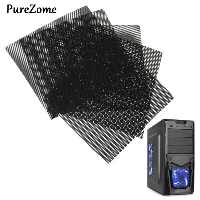 

5PCS 10x10CM DIY Computer Mesh PVC PC Case Fan Cooler Black Dust Filter Network Net Chassis Dustproof Cover