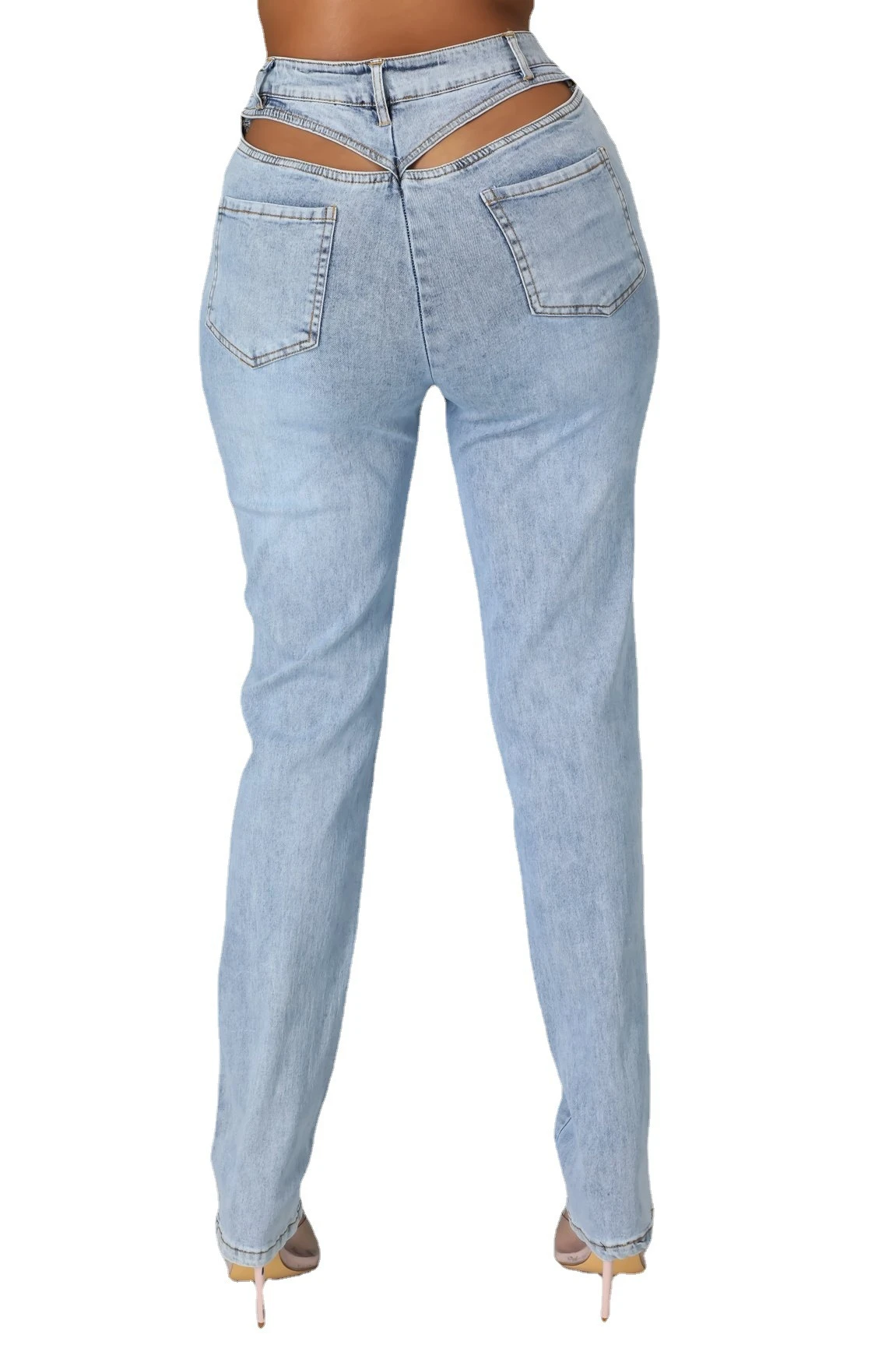 Mujer hueco nuevo Sexy pantalones vaqueros de las mujeres Pantalones vaqueros de talle alto de de otoño Super Jeans Donsignet|Pantalones vaqueros| -