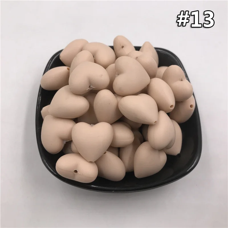 Baby teether 13 10 шт./партия, пищевая модель сердца, детский силиконовый прорезыватель из дфп, свободные бусины, силиконовые любящие бусины в форме сердца, Прорезыватель для зубов, Детские Жевательные бусины, игрушки - Цвет: Baby teether 13