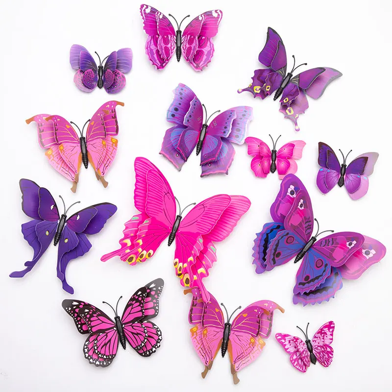 3D Наклейка на стену с бабочкой, украшение для детской комнаты, гостиной, Mariposas, украшение для дома, аксессуары, Paredes Chambre Fille, наклейка s - Цвет: Purple