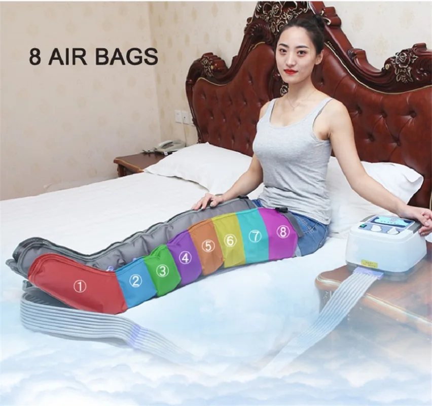 8 Air bags Electric Air Compression Massager Tall Man Waist Leg Pump Wraps Foot Ankles Calf Massage Presoterapia Pain Relaxation 2