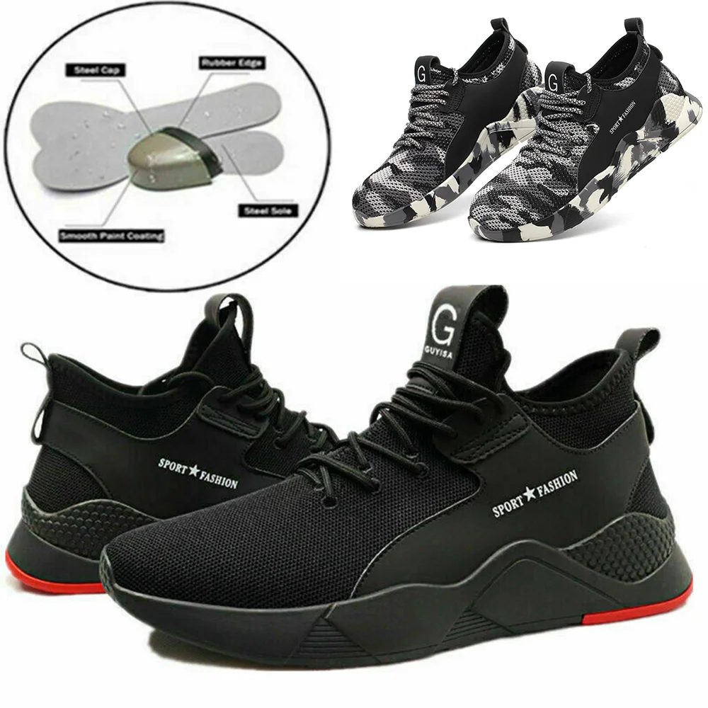 Safety Work Shoes Men Indestructible Ryder Shoes Puncture-Proof Safety Shoes Trainers Steel Toe Work Boots D20