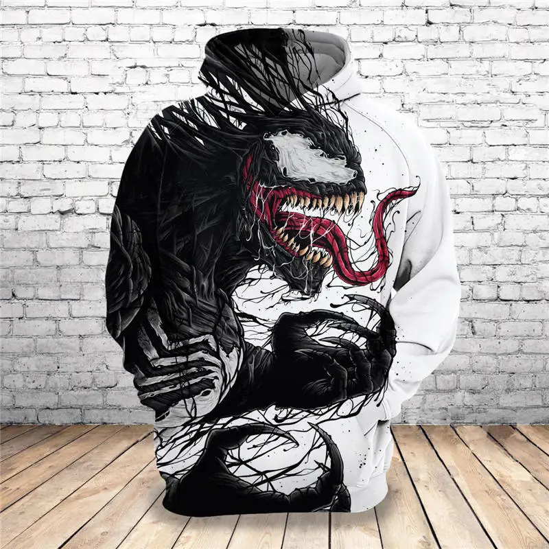 Горячая новинка Толстовка индивидуальный дизайн Venom 3D толстовки с принтом уникальные пуловеры топы мужская одежда Прямая поставка F76 - Цвет: F80 Black