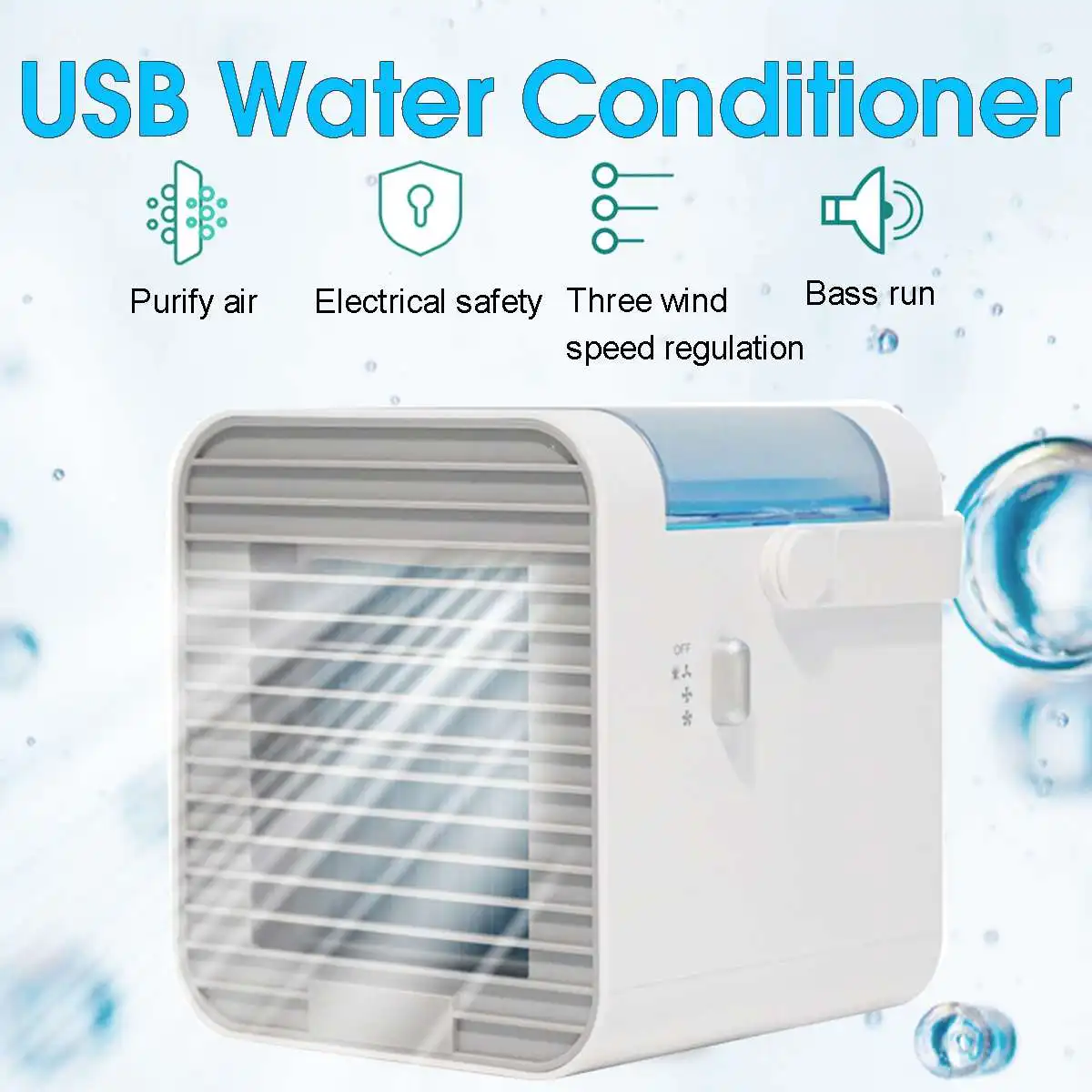 

Portable Air Desk Fan Mini Air Cooler Fan Water Tank Humidifier Purifier Air Conditioner Quiet LED Night Light Fan Home Office
