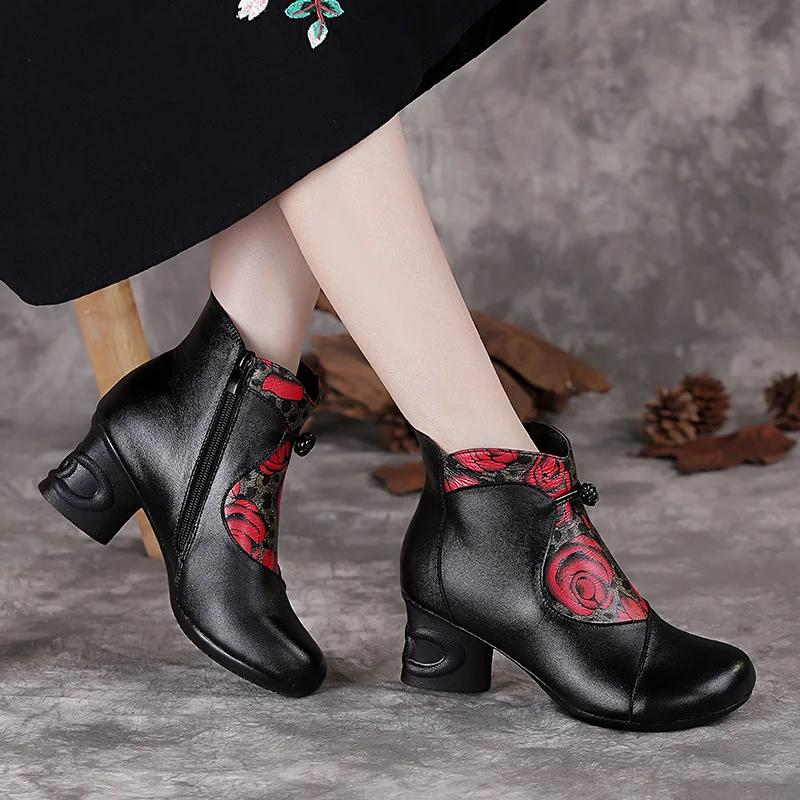 

Shoes Women's Rubber Boots Boots-women Leather Booties Round Toe Winter Footwear Zipper Rain 2019 Genuine Med Mid-Calf Mid Calf