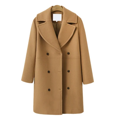 Горячая Распродажа Женское шерстяное пальто Высокое качество зимняя куртка женская Свободная шерстяная длинная кашемировая куртка кардиган элегантная смесь - Цвет: Khaki