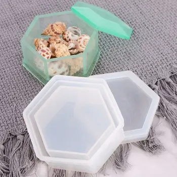 

Silicone Storage Box Hexagon Round Heart Shape Epoxy Resin Mold Jewelry Making DIY Tool