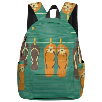 

Wooden Background Rope Hanging Slippers Backpack Interior Key Chain Holder Luxury Backpack Arcuate Shoulder Strap