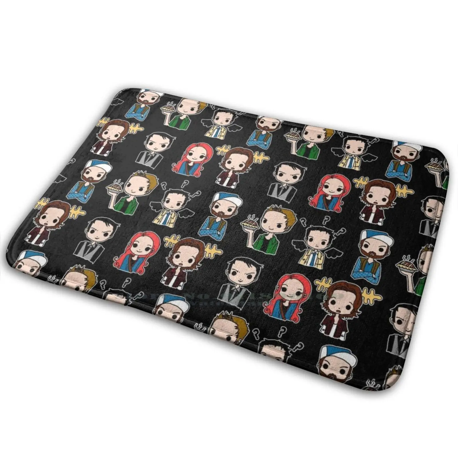 Chibi Supernatural Mat Rug Carpet Anti - Slip Bedroom Entrance Door Dean Winchester Sam Castiel Bobb | Дом и сад