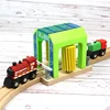 Rail car toy car wash rail car set train scene children fire station police station simulation toy compatible with wooden track 3
