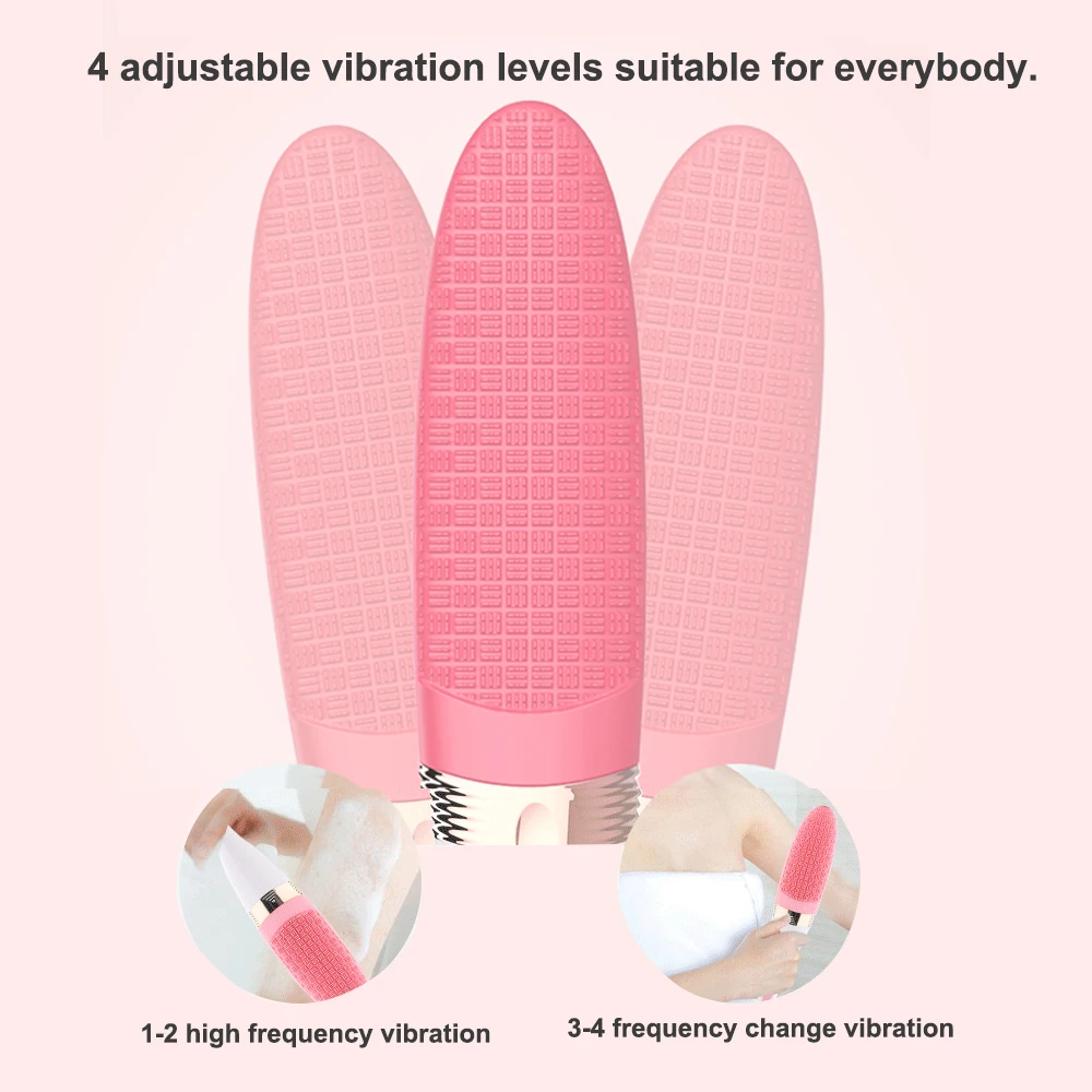 Щетка для мытья 4 уровни вибрации Электрический Душ-массажер силиконовая Ванной Щетка с длинной ручкой Очищающая щетка для тела Душ приспособления для купания