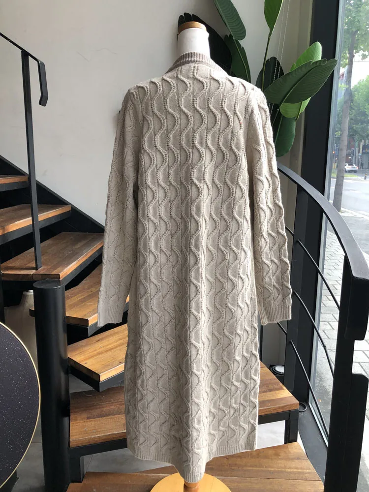 Fashion Korean winter coat women Knitted Long Cardigans Loose Hooded Sweater Coat Woman Solid Casual Open Stitch Mujer chaqueta