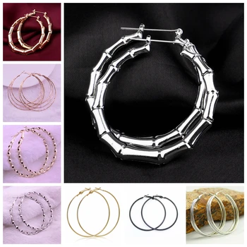 

20 Pairs Mix Style Big Hoop Earring Wholesale for Women Jewelry Random Statement Punk Round Earrings Fashion Jewelry