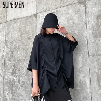 

SuperAen Chiffon Shirt Women Pluz Size New 2020 Spring and Summer Temperament Ladies Blouses and Tops Solid Color Women Clothing