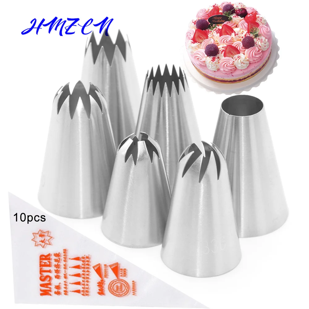 

16PCS Stainless Steel Russian Pastry Icing Piping Nozzles Decorating Tip Cake Cupcake Decorator Rose Accessories Kitchen