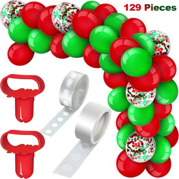 

129 Pcs /set Christmas Theme Balloons Arch Garland Kit Birthday Baby Shower Party Supplies Set Red Green Latex Confetti Ballon