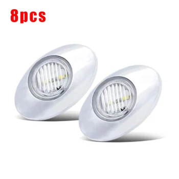 

3\" Mini Oval Side Marker Light 8 Pcs 3 LED Clear Lens Amber Oval 3 Inch Side Marker Indicator Light 12V Trailer