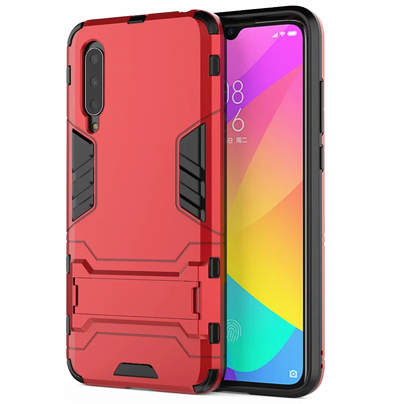 Xiaomi Mi 9 Lite A3 Lite Гибридный противоударный бронированный автомобильный чехол для телефона с кольцом-подставкой для Mi A3Lite 9 Lite CC9 CC9E чехол-Кобура - Цвет: Bracket red