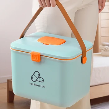 

Plastic First Aid Kit Storage Box Portable Emergency Medical Container Multi-layer Large Capacity Medicine Chest Home Organizer