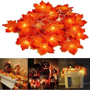 

Thanksgiving Decorations Garland LED String Lights 10/20/30/40 LEDS Maple Leaf Fairy Lights for Halloween Autumn Party Christmas