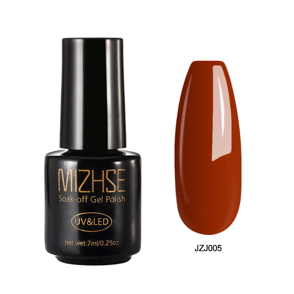 MIZHSE Гель-лак для ногтей, 7 мл, замачиваемый, дизайн ногтей, стиль Fench, коричневый цвет, серия, УФ-Гель-лак,, цветной УФ-Гибридный гвоздь, лак - Цвет: JZJ005