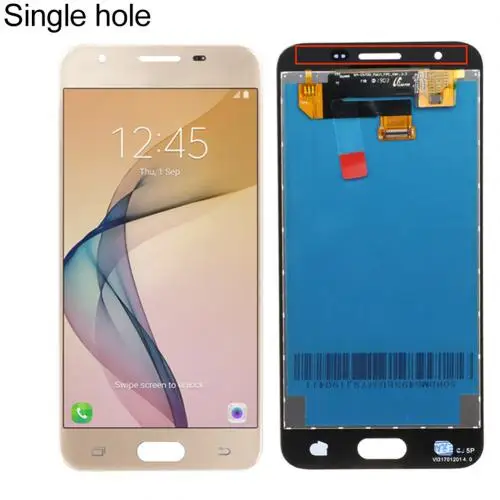 Golden Single Hole Одно/двойное отверстие lcd сенсорный экран дигитайзер для samsung Galaxy J5 Prime G570F - Цвет: Golden Single Hole