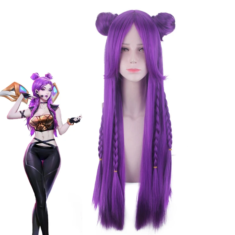 

LOL KDA Kaisa Cosplay Wig Daughter of the Void Kaisa Purple Heat Resistant Synthetic Hair Anime Costume Wigs + Wig Cap